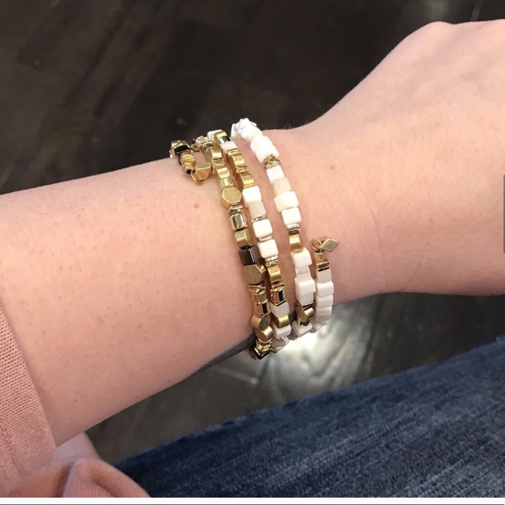 Stella & Dot | Layered Pearl + Gold Beaded Dainty Gold Boho Gia Coil Bra… - Picture 6 of 8